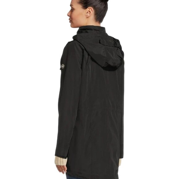 Michael Michael Kors Anorak Raincoat Black Gold Logo Hardware Full Zip Size M - Picture 4 of 14